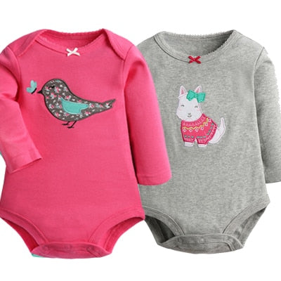 2Pcs/Lot YAOYAO Newborn Baby Girl Bodysuits Set Long Sleeves - BabyParadise