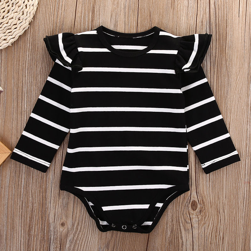 Newborn Infant Baby Boy and Girl Tops Bodysuit Long Sleeve Cotton Striped - BabyParadise
