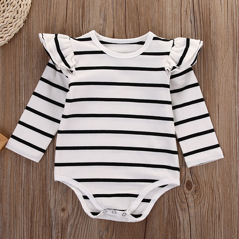 Newborn Infant Baby Boy and Girl Tops Bodysuit Long Sleeve Cotton Striped - BabyParadise