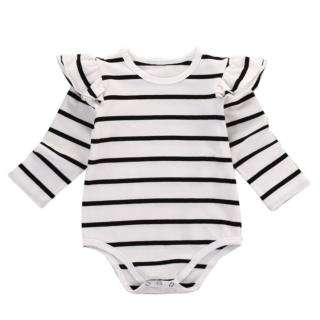 Newborn Infant Baby Boy and Girl Tops Bodysuit Long Sleeve Cotton Striped - BabyParadise