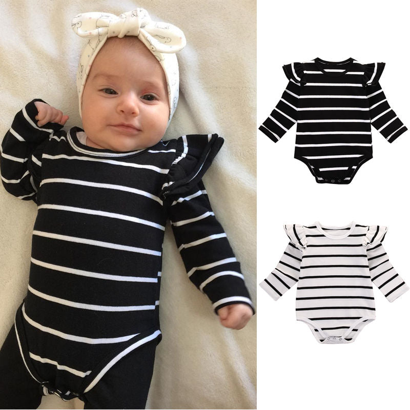 Newborn Infant Baby Boy and Girl Tops Bodysuit Long Sleeve Cotton Striped - BabyParadise