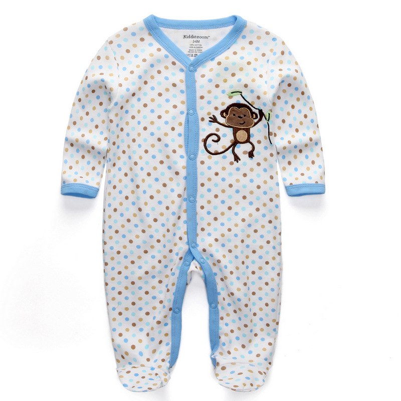 Kiddiezoom Baby footed romper baby rompers 100% cotton sleep & play clothes - BabyParadise