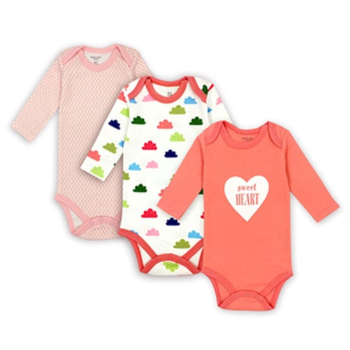 3 pieces/lot AGLDI Newborn Bodysuit Baby Boy Girl Long Sleeve - BabyParadise