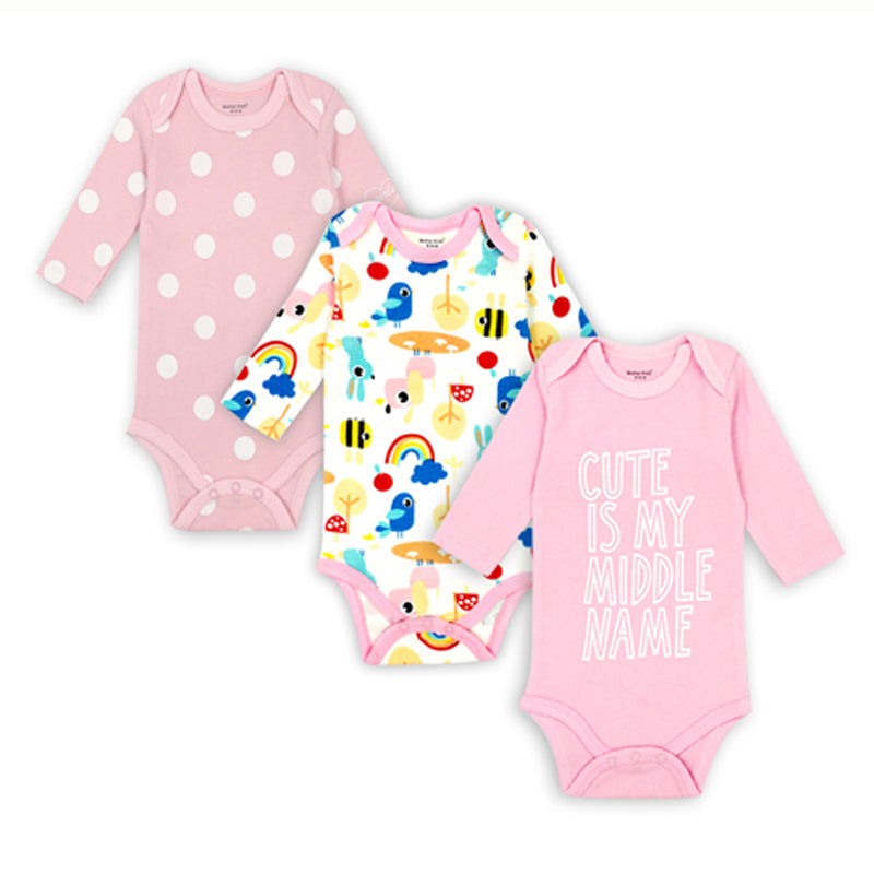 3 pieces/lot AGLDI Newborn Bodysuit Baby Boy Girl Long Sleeve - BabyParadise