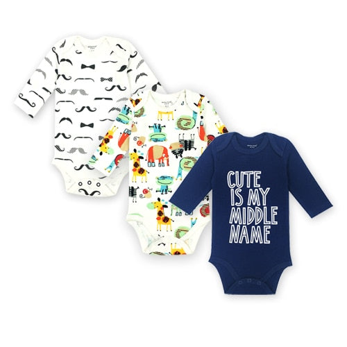 3 pieces/lot AGLDI Newborn Bodysuit Baby Boy Girl Long Sleeve - BabyParadise