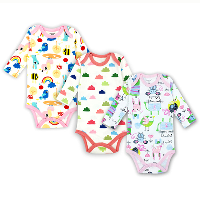 3 pieces/lot AGLDI Newborn Bodysuit Baby Boy Girl Long Sleeve - BabyParadise