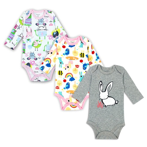 3 pieces/lot AGLDI Newborn Bodysuit Baby Boy Girl Long Sleeve - BabyParadise