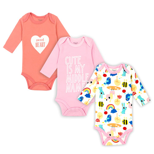 3 pieces/lot AGLDI Newborn Bodysuit Baby Boy Girl Long Sleeve - BabyParadise