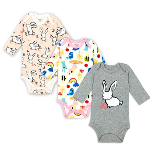 3 pieces/lot AGLDI Newborn Bodysuit Baby Boy Girl Long Sleeve - BabyParadise