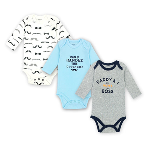 3 pieces/lot AGLDI Newborn Bodysuit Baby Boy Girl Long Sleeve - BabyParadise