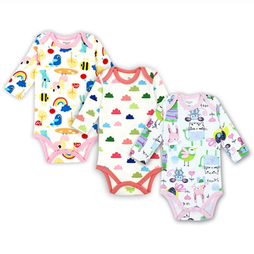 3 pieces/lot AGLDI Newborn Bodysuit Baby Boy Girl Long Sleeve - BabyParadise