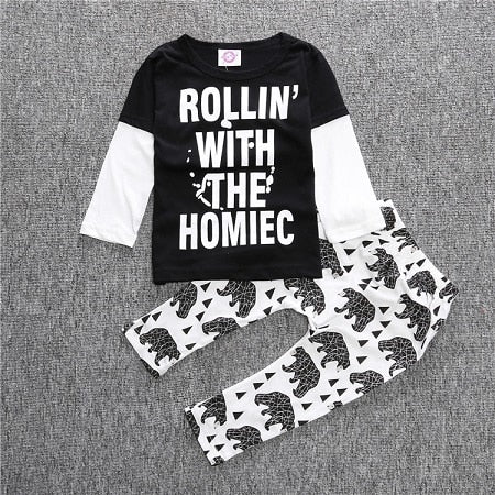 Pullover Baby boy long sleeves O-shaped neck cotton printing Imperial crown - BabyParadise